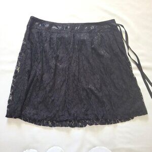 Nygard Gathered Bubble Hem Ribbon & Lace Skirt Size 22 Black Satin Ribbon Lined